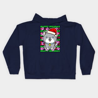 Holiday Gray Dog Kids Hoodie